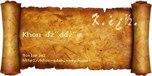 Khon Ádám névjegykártya