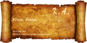 Khon Ádám névjegykártya